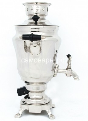 Электрический самовар из латуни никелированный на 1,5 литра форма "Тюльпан" с защитой от выкипания в Ижевске - izhevsk.mebel-74.com | фото