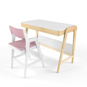 Комплект растущий стол и стул с чехлом 38 попугаев «Вуди» (Белый, Белый, Розовый) в Ижевске - izhevsk.mebel-74.com | фото