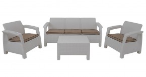 Комплект уличной мебели Yalta Premium Terrace Triple Set (Ялта) белый (+подушки под спину) в Ижевске - izhevsk.mebel-74.com | фото