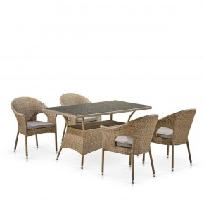 Обеденный комплект плетеной мебели T198B/Y79B-W56 Light Brown (4+1) в Ижевске - izhevsk.mebel-74.com | фото
