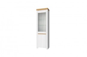 Шкаф с витриной  1V1D, TAURUS, цвет белый/дуб вотан в Ижевске - izhevsk.mebel-74.com | фото